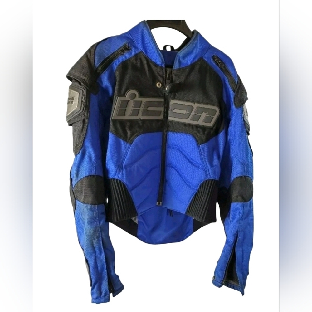 Icon TiMax Motorcycle Jacket Armored Titanium Reinforced - XS Blue